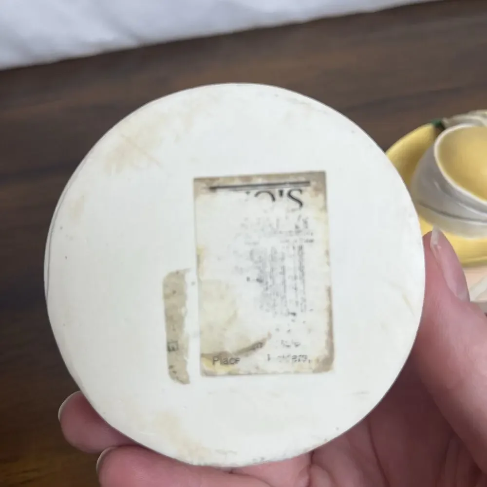 VTG Two's Company 3” Trinket Box Round Hat Box Yellow Flower Easter Spring Gift